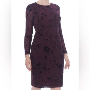 Ralph Lauren burgundy Floral Velvet Burnout Mesh Whimsygoth Dark Dress 16